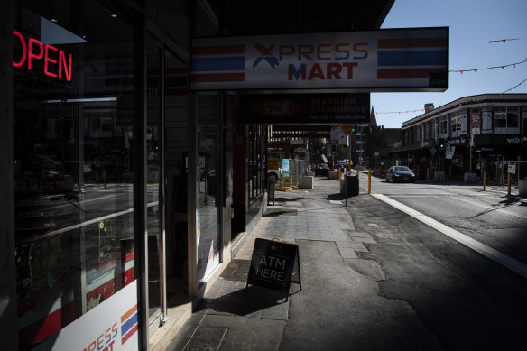 The quiet streets of Sydney during the lockdown which has had a major impact on business.