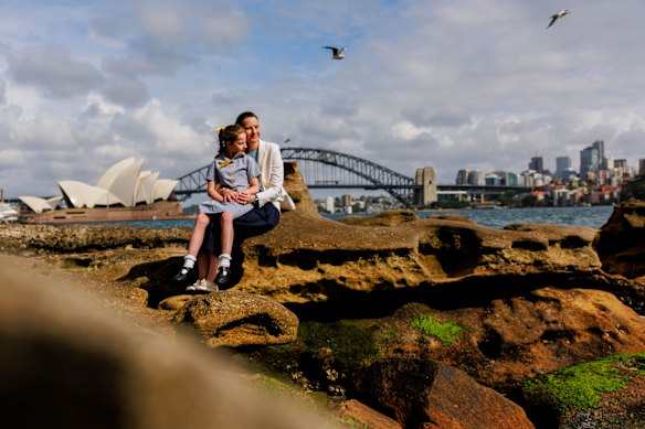 Founder of the Safer Air Project, Plum Stone, with her daughter Alice.