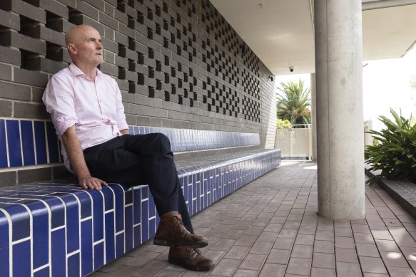 Architect Peter McGregor says residents of this block he designed in St Marys are delighted with the trees - 44 in all - and the bench is a source of delight. The block will be included on a website mapping good examples of medium-density design in Sydney. 