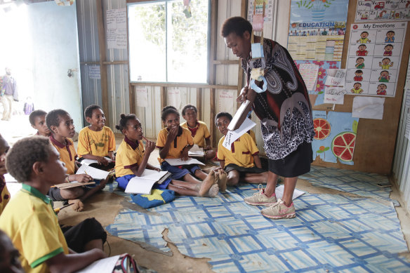 Children in class at the Famo Elementary School.