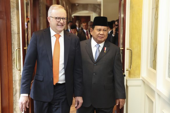 Prime Minister Anthony Albanese and Indonesia’s President Prabowo Subianto held talks in Peru during the APEC summit.