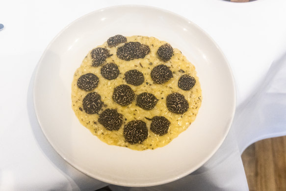 Truffles are shaved at the table for the truffle risotto at Scopri in Carlton. 