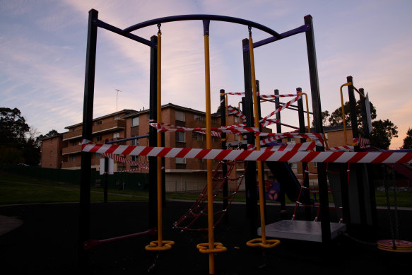 A playground equipment is fenced off in Blacktown.