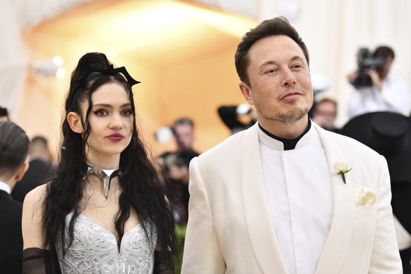 Elon Musk with his partner, Grimes, the mother of three of his children, X and Y and, now, Techno Mechanicus.