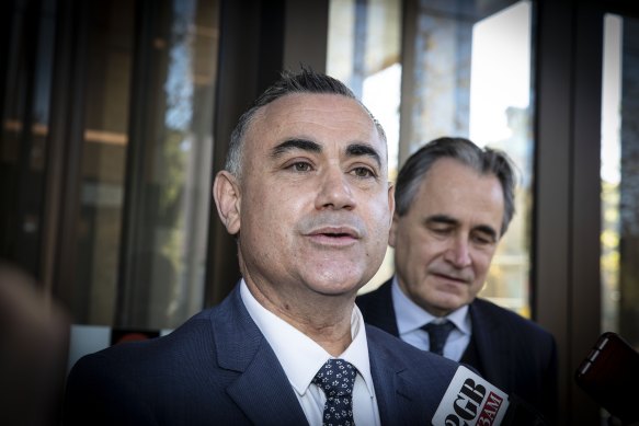 Former NSW Deputy Premier John Barilaro leaves the Federal Court on Monday.