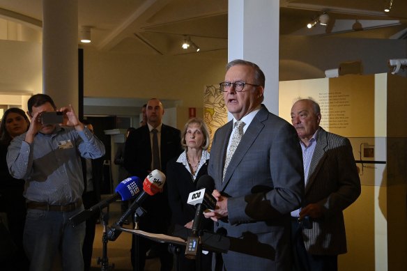 Prime Minister Anthony Albanese with special envoy to combat antisemitism Jillian Segal.
