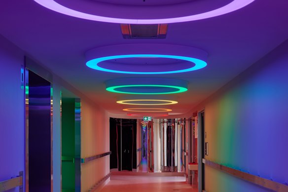 Corridors utilise adaptable coloured lighting and mirrors.