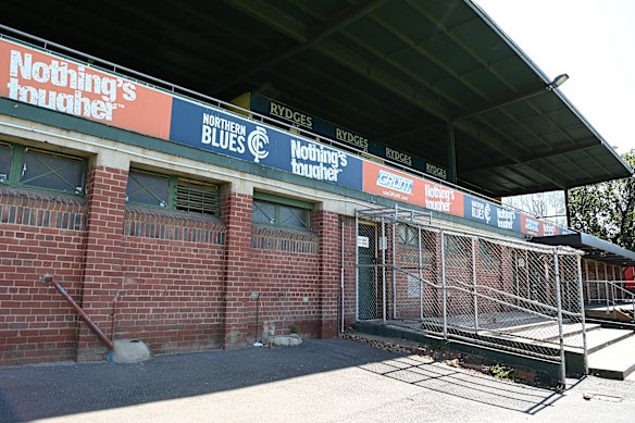 Preston City Oval sits empty, with the VFL season suspended.