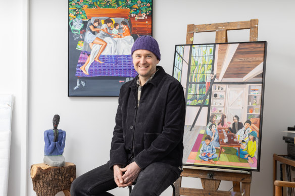 Artist Rob McHaffie at his Castlemaine studio.