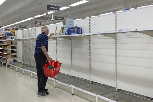 Supply chain shortages caused empty supermarket shelves during the pandemic. 