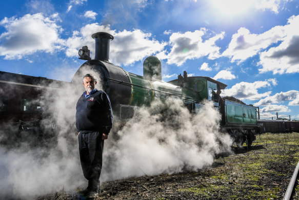 Joe Kellett, chairman of Steamrail Victoria, at the Newport workshops on Saturday.