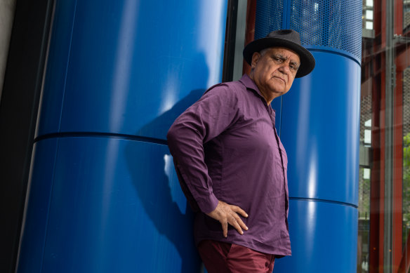 Artist Richard Bell outside the Tate Modern gallery where his installation “Embassy” is on display. 