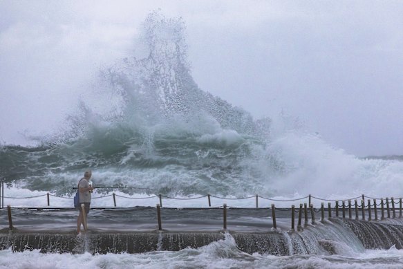 Huge waves at North Narrabeen on Sunday.