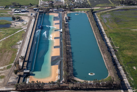 Kelly Slater’s Surf Ranch wave pool, 130 kilometres from the coast of California.