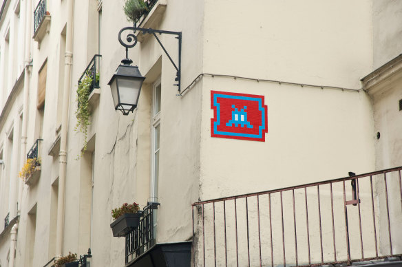 Invader’s street art in Paris.