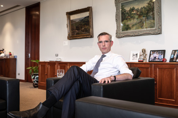 NSW Premier Dominic Perrottet in his office at NSW Parliament.