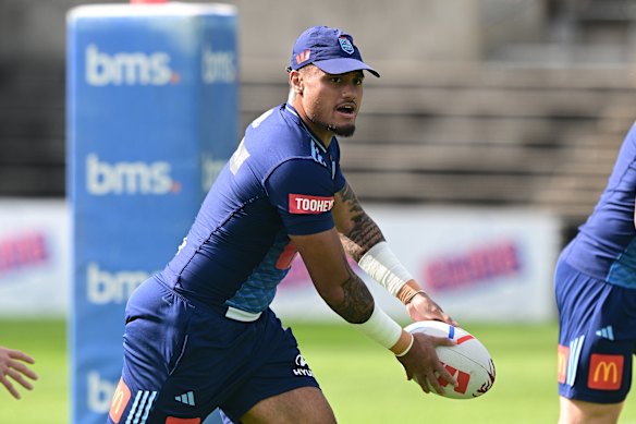 Spencer Leniu trains on Monday.