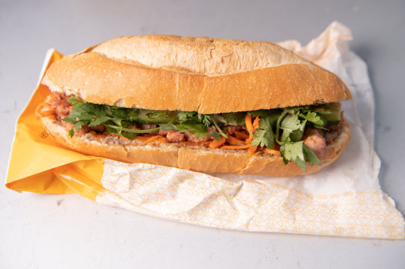 The classic banh mi pork roll from  Phuoc Thanh bakery in Richmond.