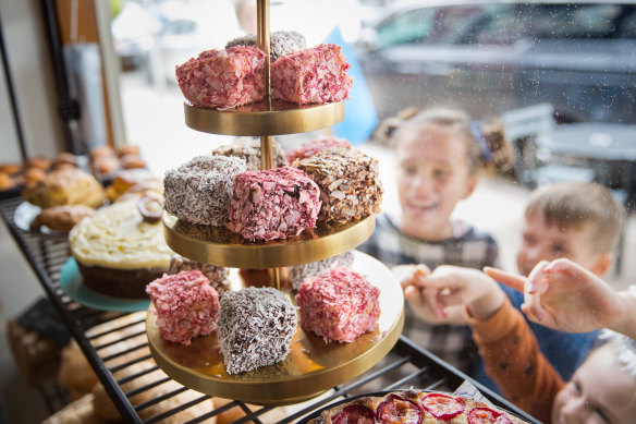 Lamingtons in the window of Phillippa’s Bakery in High St, Armadale. There were shock claims that the Lamington was originally known as a Wellington.