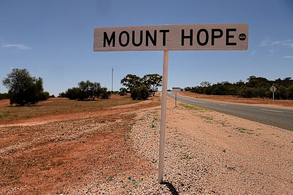 The entrance to Mount Hope. Too small for locals to consider it a town.