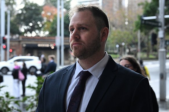 Justin Downs arrives at Downing Centre District Court ahead of his sentence.