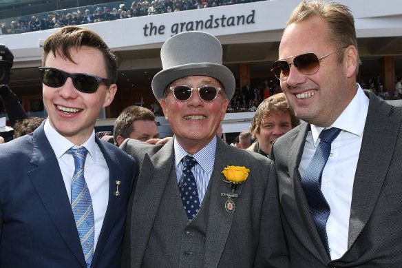 Trainer Joseph O'Brien with owners Lloyd and Nick Williams. 