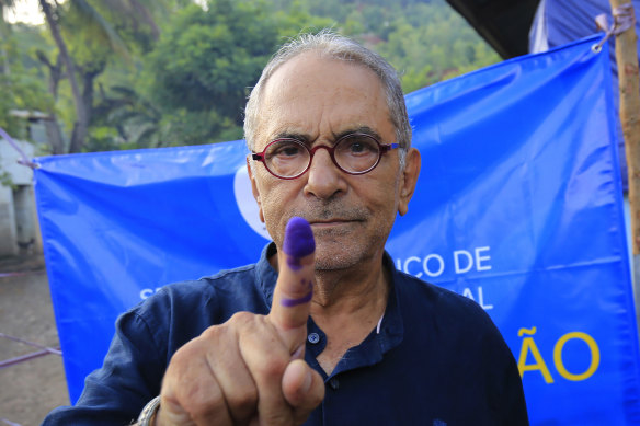 Timor-Leste President Jose Ramos-Horta after casting his vote in the 2022 election that returned him to power.