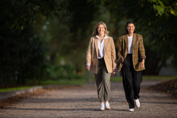 Lucy Bradlow (left) and Bronwen Bock in Central Park, Malvern, last week.