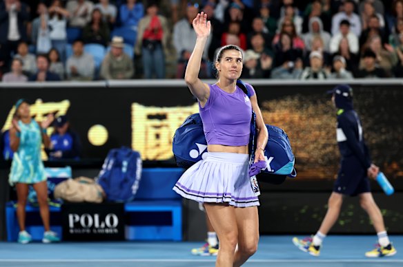Sorana Cirstea leaves the court.