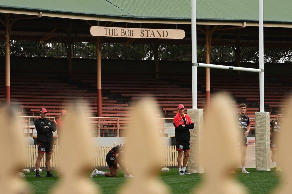 Two old marvels: Wayne Bennett at North Sydney Oval on Thursday morning