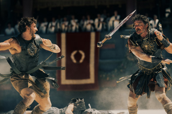 The ‘gl’ in ‘Glicked’: Paul Mescal as Lucius and Pedro Pascal as Marcus Acacius in <i>Gladiator II</i>.