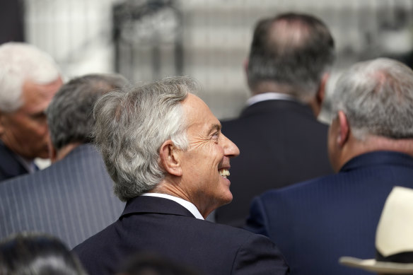 Former British prime minister Tony Blair, on the White House South Lawn for a ceremony for the signing of the Abraham Accords on September 15 in Washington. 