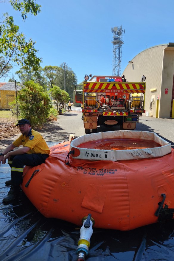 An inflatable pool is on hand to practise commandeering water from a dam or other sources if other supplies run dry.