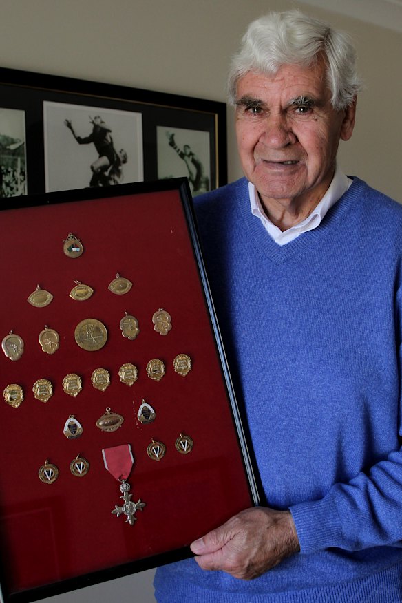 AFL great Graham "Polly" Farmer at home in 2010.