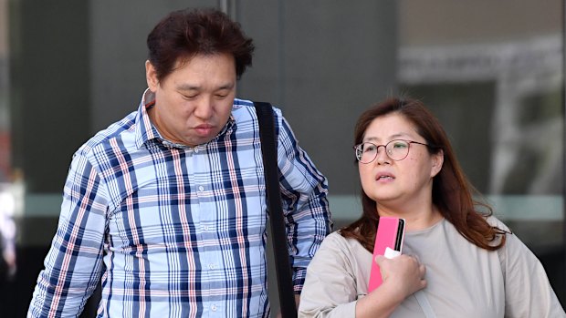 The family of slain Korean student Eunji Ban are seen at the Brisbane Supreme Court.