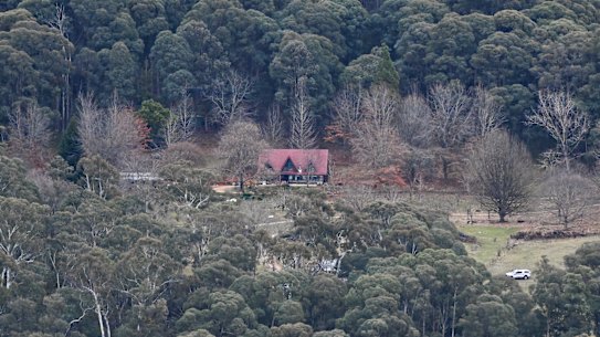 The property where police gathered after the shooting on Tuesday.