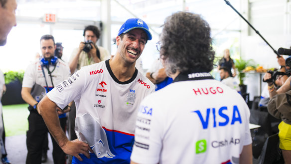 Daniel Ricciardo was all smiles after scoring his first points of the season in the sprint in Miami.