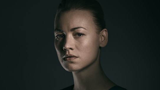 Yvonne Strahovski on The Handmaid’s Tale.