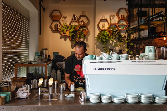 The coffee bar. 