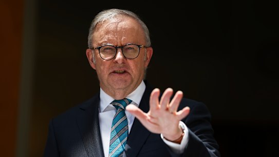 Prime Minister Anthony Albanese at Parliament House in Canberra on Monday.