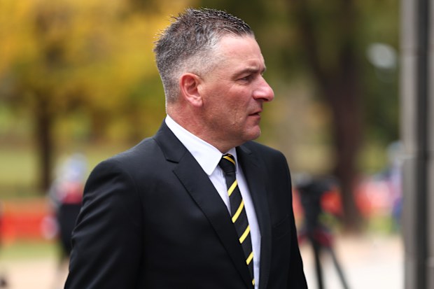 Richmond coach and former Melbourne player Adem Yze at Neale Daniher's funeral. 