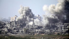 A plume of smoke follows an Israeli airstrike in the northern part of the Gaza Strip as Israel continues its bombardment and ground offensive seen from Sderot, Israel.