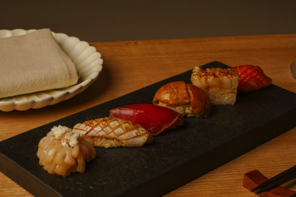 A selection of nigiri at Sushi On.