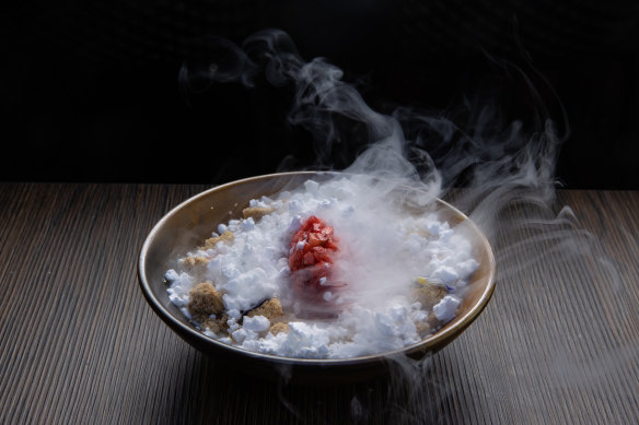 Lime posset arrives with a waft of liquid nitrogen vapour.