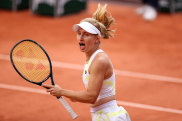 Daria Saville in her match against Petra Kvitova at the French Open on Wednesday,