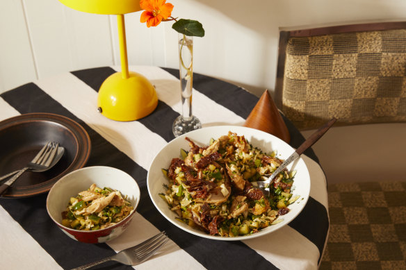 Rosheen Kaul’s “Hainanese chicken rice” greens bowl.

