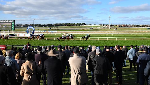The crowd watches races at Warrnambool.