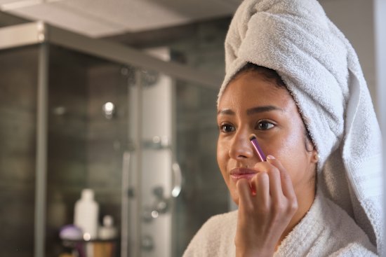 Blending is the cornerstone of great concealer coverage. Using a brush, blending sponge or your fingers, work in small, circular motions.