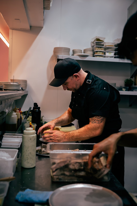 Kenny McHenry in the kitchen.