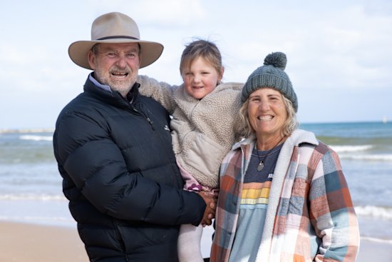 Danny and Theresa Credlin, and their granddaughter Remy.